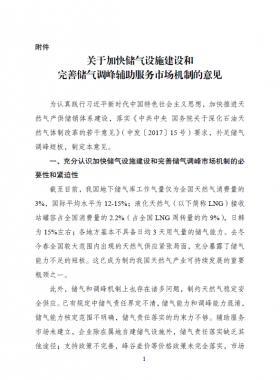 《關(guān)于加快儲氣設施建設和完善儲氣調(diào)峰輔助服務市場機制的意見》的通知(發(fā)改能源規(guī)〔2018〕637號)